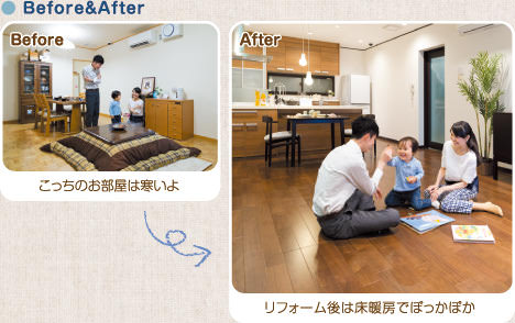 Before&After：リフォーム後は床暖房でぱっかぽか