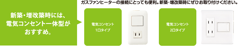 新築・増改築時には、電気コンセント一体型がおすすめ。