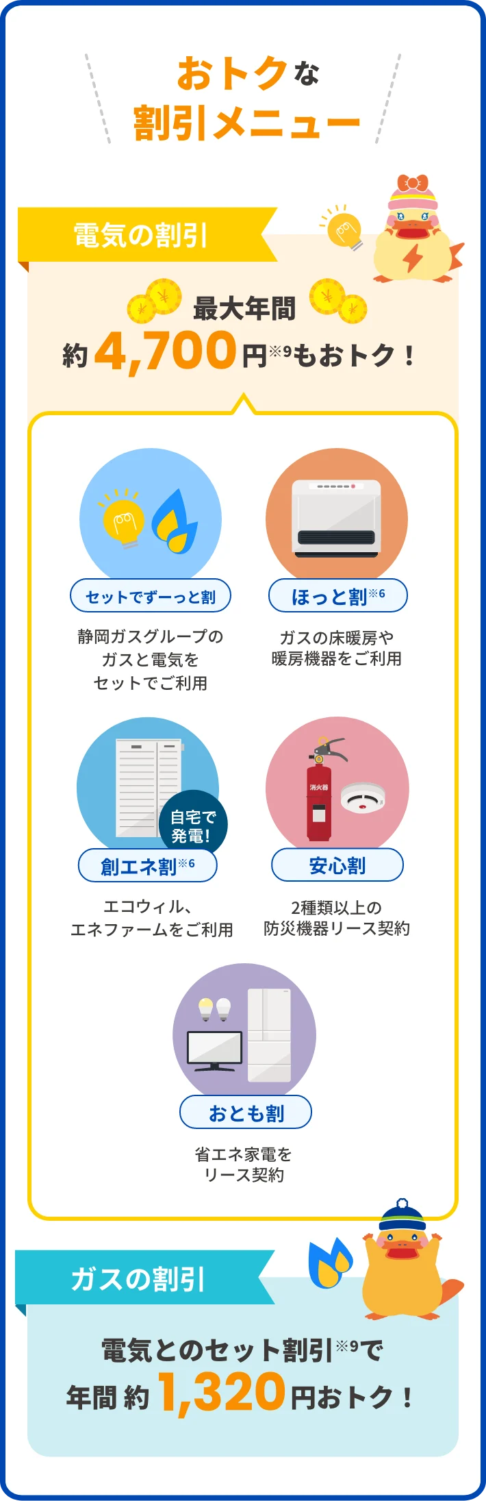 おトクな割引メニュー